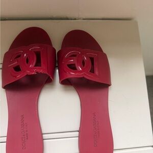 Dolce & Gabbana Pink Women's Logo Slide Sandals